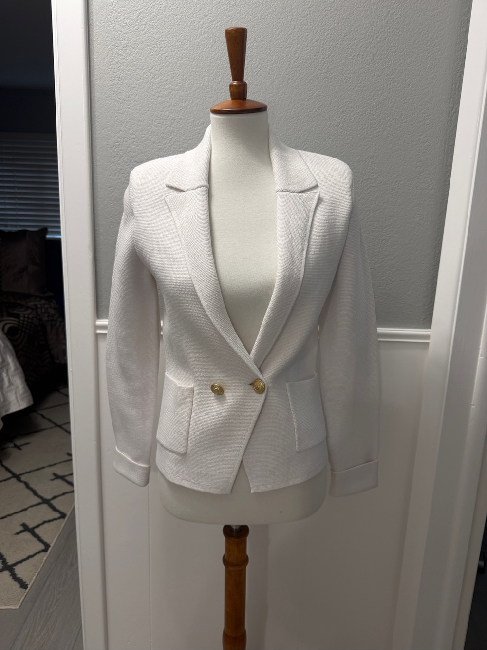 L’agence Sofia Knot White Double-Breasted Blazer Size M